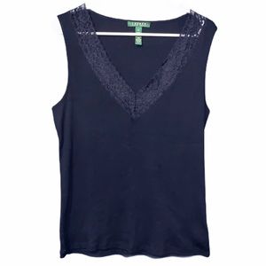 Lauren Ralph Lauren Tank Top. Size XL. Navy Blue.